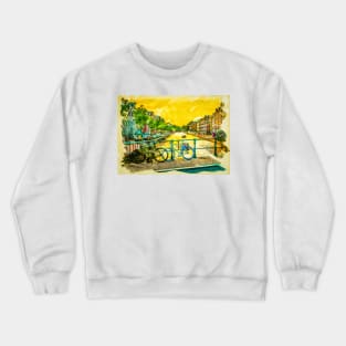 AMSTERDAM, I Love Netherlands Watercolor Canals Fine Art Crewneck Sweatshirt